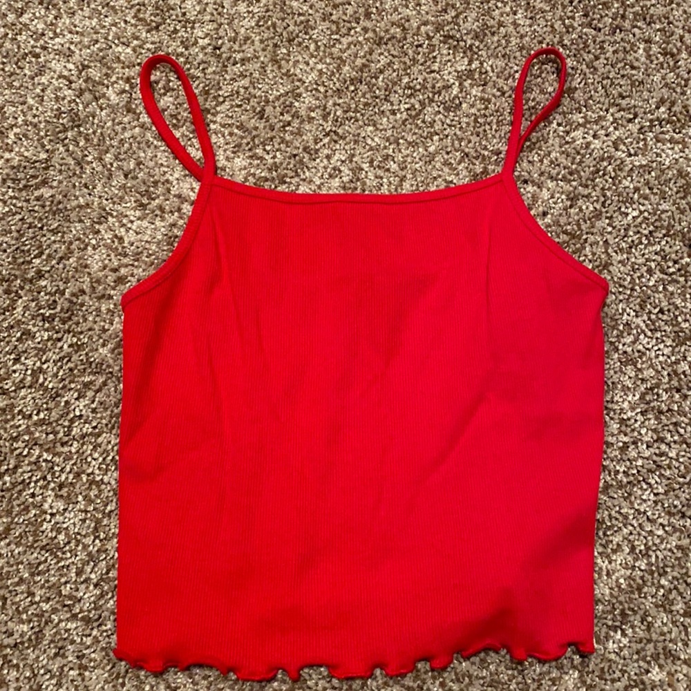 Red cropped tank top